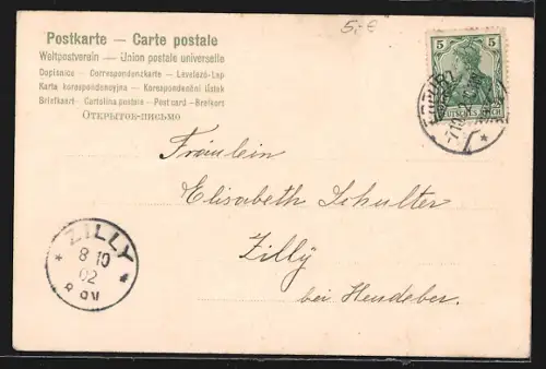 Lithographie Erfurt, Teilansicht mit Blumenbeeten