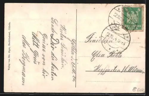 AK Cölleda, Bahnhofstrasse mit Kriegerdenkmal