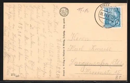 AK Eisenach, Gasthof zur Waldschänke, Johannistal mit Burschenschafts-Denkmal