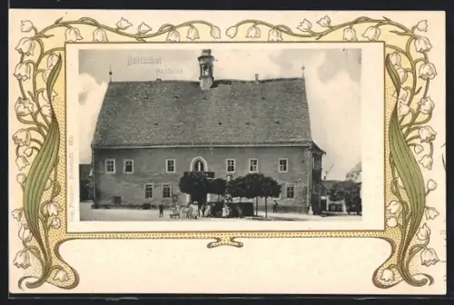 Lithographie Buttstädt, Rathaus, Maiglöckchen, Passepartout