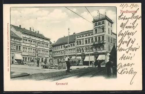 AK Nordhausen, Kornmarkt mit Hotel Römischer Kaiser