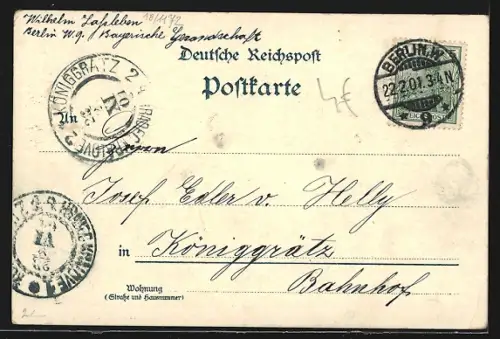 Lithographie Berlin, Jannowitzbrücke, Pferdebahn und Pferdekutschen