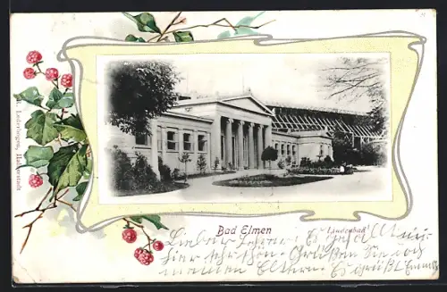 Lithographie Bad Elmen, Kurhaus, Passepartout