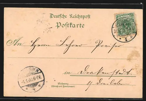 Lithographie Magdeburg, Der Dom und Totalansicht mit Flusspartie aus der Vogelschau