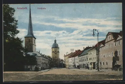 AK Arnstadt, Riedplatz mit Strassenpartie