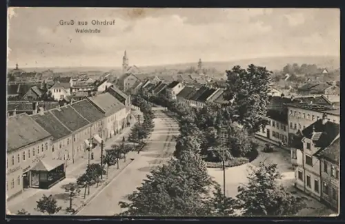 AK Ohrdruf, Blick über die Waldstrasse
