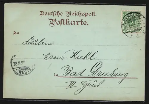 Mondschein-Lithographie Duisburg, Neues Rathaus, Friedrich Wilhelm-Platz, Wasserturm auf dem Kaiserberg