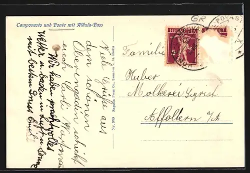 AK Campovasto, Ortsansicht mit Ponte und Albula-Pass