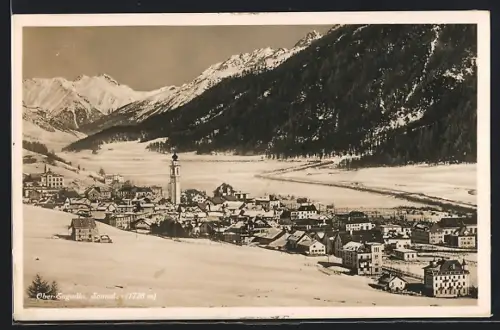 AK Samaden /Ober-Engadin, Ortspanorama mit Bergen