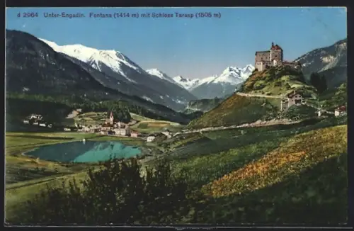 AK Fontana /Unter-Engadin, Ortsansicht mit Schloss Tarasp