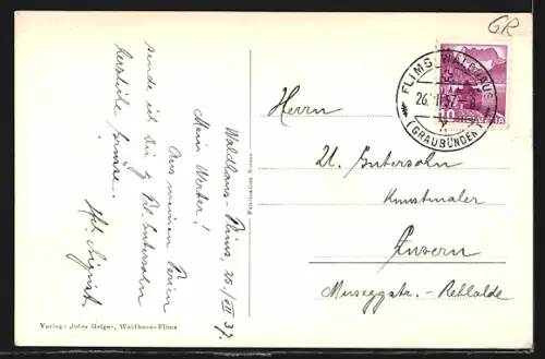 AK Flims, Waldhaus mit Signina