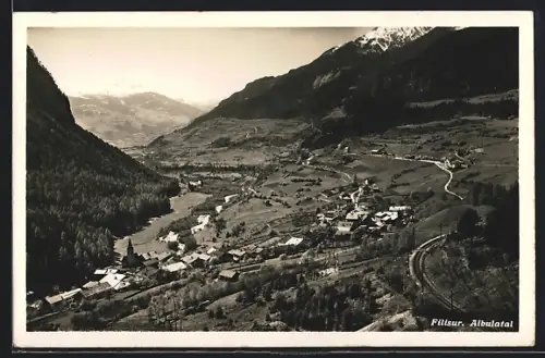 AK Filisur, Ortspanorama vom Berg aus gesehen