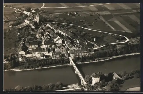 AK Kaiserstuhl, Panorama mit Flusspartie vom Flugzeug aus