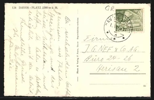 AK Davos-Platz, Gesamtansicht aus der Luft