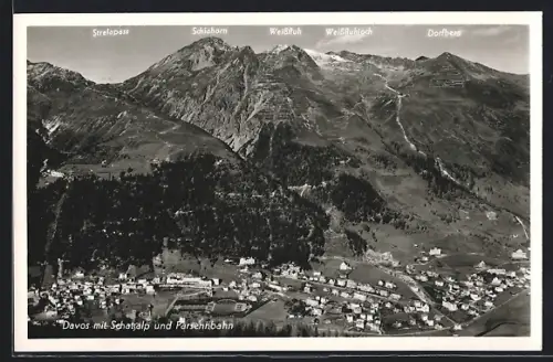 AK Davos, Gesamtansicht mit Schatzalp und Parsennbahn