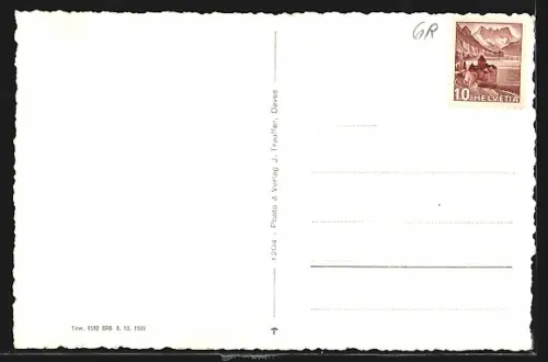 AK Davos, Ortsansicht vom Wald aus