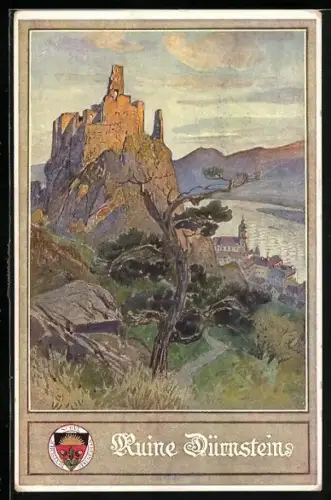 Künstler-AK Deutscher Schulverein Nr. 137: Darstellung der Ruine Dürnstein
