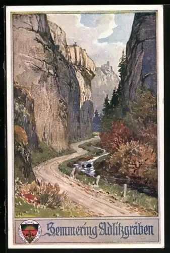 AK Deutscher Schulverein NR 451: Semmering, Partie in den Adlitzgräben