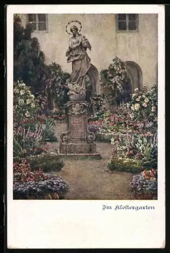 AK Deutscher Schulverein Nr. 1358: Denkmal im Klostergarten