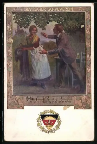 Künstler-AK Karl Friedrich Gsur, Deutscher Schulverein Nr. 84: Eleganter Herr umgarnt schöne Dame