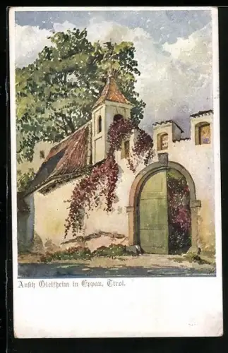 Künstler-AK Eppan, Partie am Ansitz Gleisheim