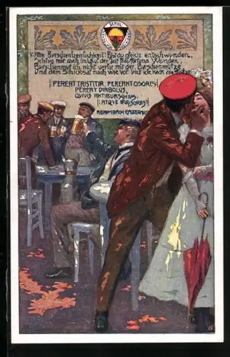 AK Deutscher Schulverein NR 240: Burschenschaftler feiern ihr leichtes Studentenleben