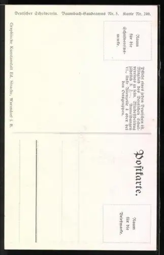 AK Deutscher Schulverein NR 240: Burschenschaftler feiern ihr leichtes Studentenleben