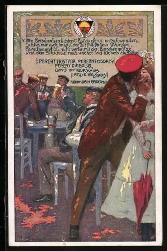 AK Deutscher Schulverein NR 240: Burschenschaftler feiern ihr leichtes Studentenleben