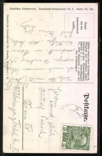 AK Deutscher Schulverein NR 240: Burschenschaftler feiern ihr leichtes Studentenleben