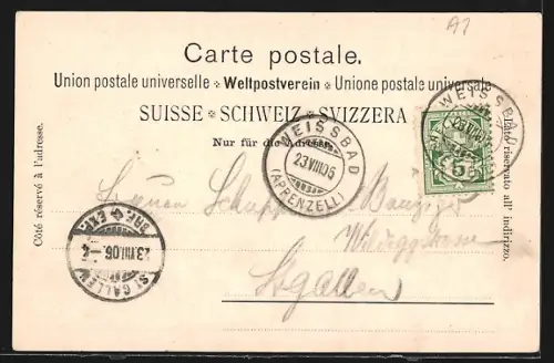 AK Weissbad /Appenzellerland, Ortspartie mit Bäumen