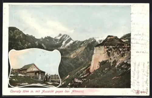 AK Ebenalp, Gasthaus mit Aussicht gegen den Altmann