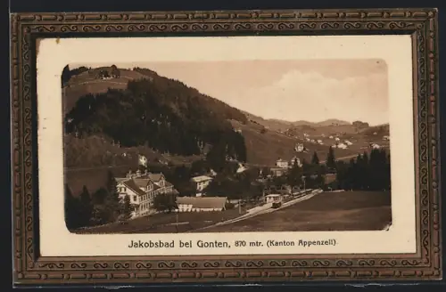 AK Gonten /Appenzell, Jakobsbad mit Bahn, Passepartout