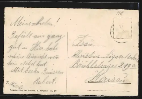 AK Schwellbrunn, Strassenpartie mit Kirche