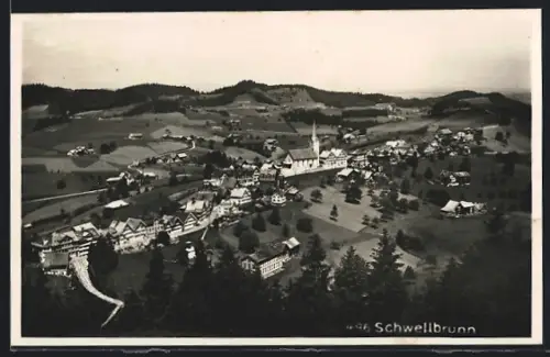 AK Schwellbrunn, Strassenpartie mit Kirche