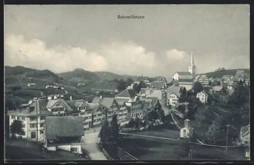 AK Schwellbrunn, Ortsansicht aus der Vogelschau