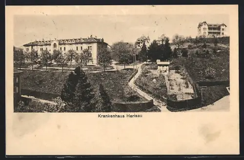 AK Herisau, Krankenhaus mit Anlagen aus der Vogelschau