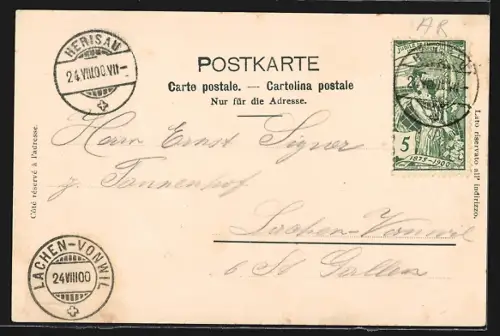 AK Wihlen-Herisau, Teilansicht mit Strassenpartie