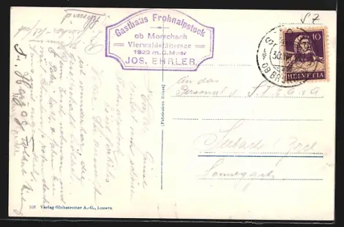 AK Morschach, Gasthof Frohnalpstock mit Gebirgspanorama