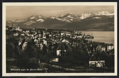 AK Männedorf, Teilansicht gegen die Glarner-Alpen