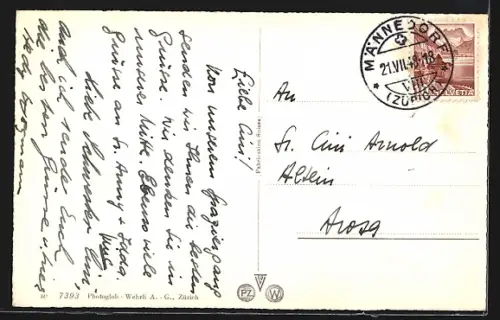 AK Männedorf, Uferpartie mit Kirche