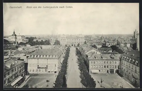 AK Darmstadt, Blick von der Ludwigssäule nach Osten