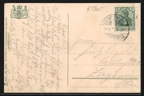 AK Bad Georgenthal in Thür., Pension Waldschlösschen mit Eisenbahnzug