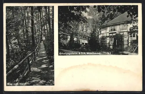 AK Mühlhausen /Thür., Erholungsheim A.O.K. Mühlhausen, Weg zum Heim