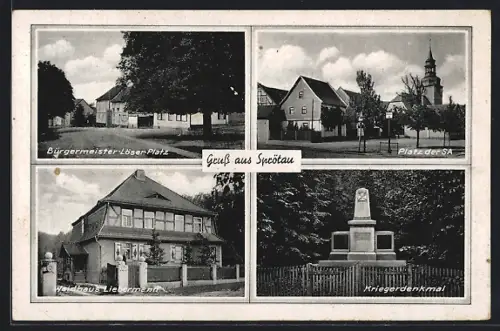 AK Sprötau, Bürgermeister-Löser-Platz, Waldhaus Liebermann, Kriegerdenkmal, Platz der SA