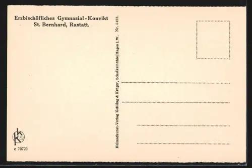 AK Rastatt, Erzbischöflisches Gymnasial-Konvikt St. Bernhard, Theaterbühne