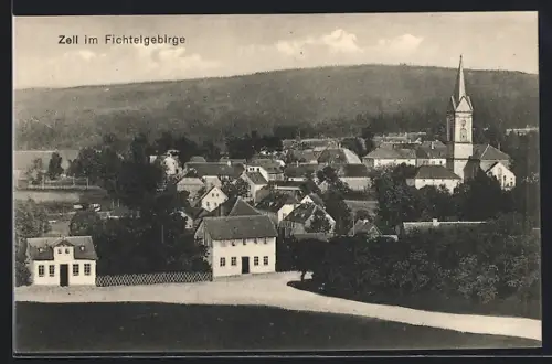 AK Zell im Fichtelgebirge, Ortsansicht mit Kirche