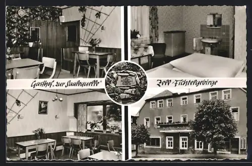 AK Zell /Fichtelgebirge, Gasthof zur Saalequelle, Bes. J. Benker