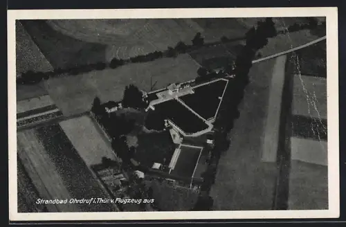 AK Ohrdruf i. Thür., Flugzeugaufnahme des Ortes