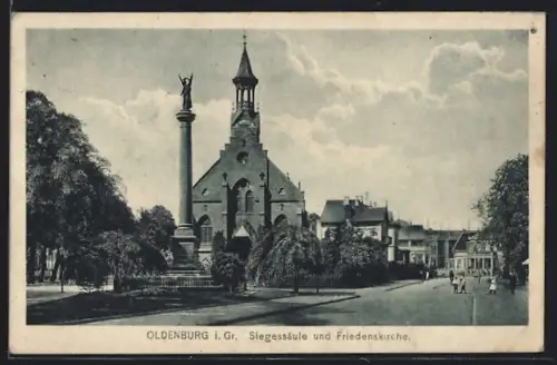 AK Oldenburg i. Gr., Siegessäule und Friedenskirche