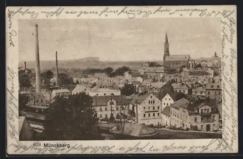 AK Münchberg, Ortsansicht mit Blick zur Kirche